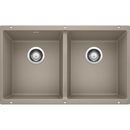 Blanco Precis Equal Double Undermount Truffle, Undermount Mount, 0 Hole 517678